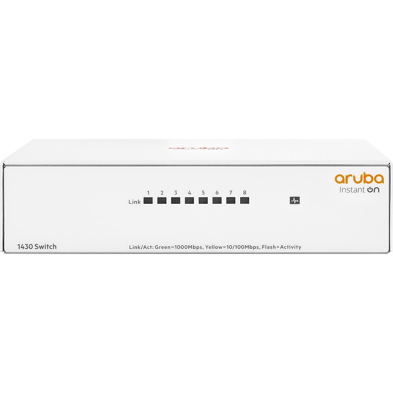 Aruba 1430 8-Port Gigabit Ethernet Unmanaged Switch, White (R8R45A#ABA) image 1
