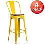 Flash Furniture Lily Contemporary Metal Vertical Back Barstool, Yellow, 4-Pieces/Pack (4CH3132030GBYLW)~#|#~25A6E1C5-32A7-4218-8D96D6924D87B10F_sc7