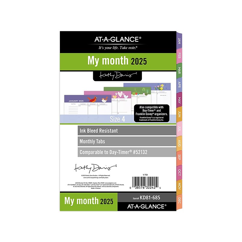 2024 AT-A-GLANCE Kathy Davis 8.5" x 5.5" Monthly Planner Refill, Multicolor (KD81-685-25) image 1