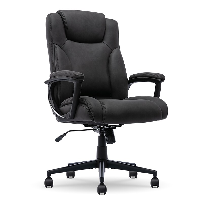 Serta Comfort Eco Ergonomic Velvet Fabric Swivel Executive Chair, Light Black (CCHR10006B) image 1