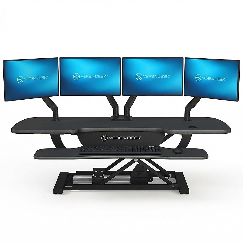 VersaDesk PowerPro 48"W Electric Adjustable Standing Desk Converter, Black (SP7644824-00-01) image 1