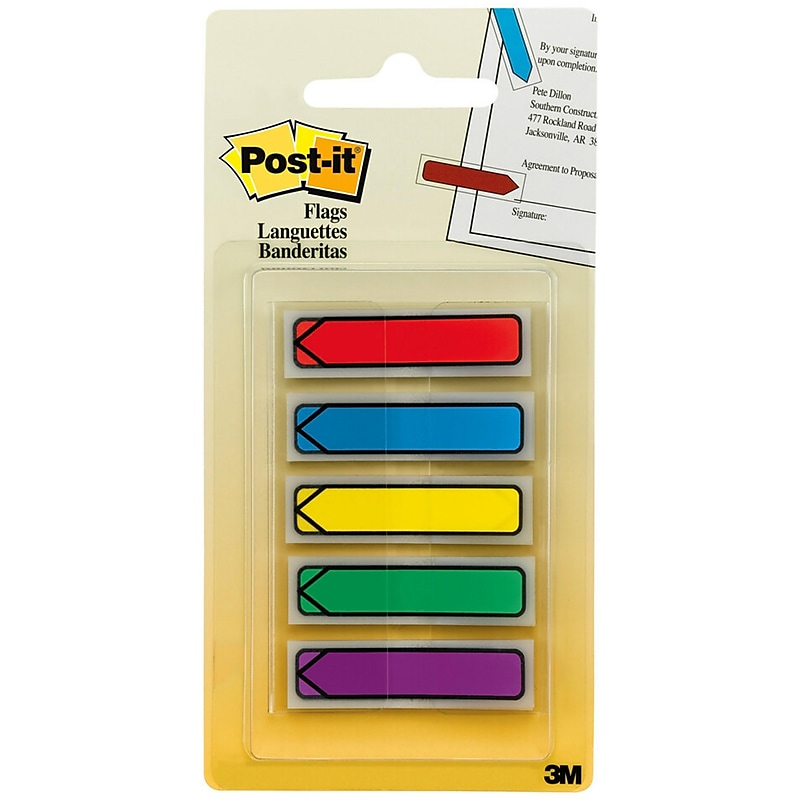 Post-it Arrow Flags, 0.5" Wide, Assorted Colors, 100 Flags/Pack (684-ARR1) image 1