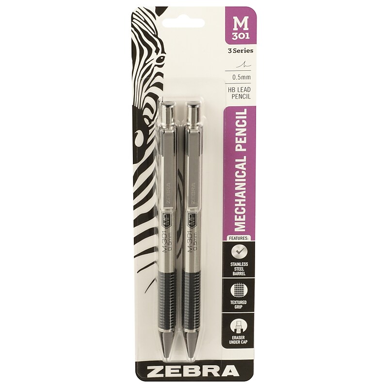 Zebra M-301 Mechanical Pencil, 0.5mm, #2 Medium Lead, 2/Pack (54012) image 1