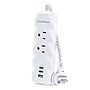 CyberPower P203UCW Home Office 2-Outlet Surge Protector, 2-USB-C Ports, 1-USB-A Port, 3 ft. Cord, 350J Surge Suppression, White~#|#~25B9C269-B9E3-4B9F-BBCA7393D0A6665B_sc7