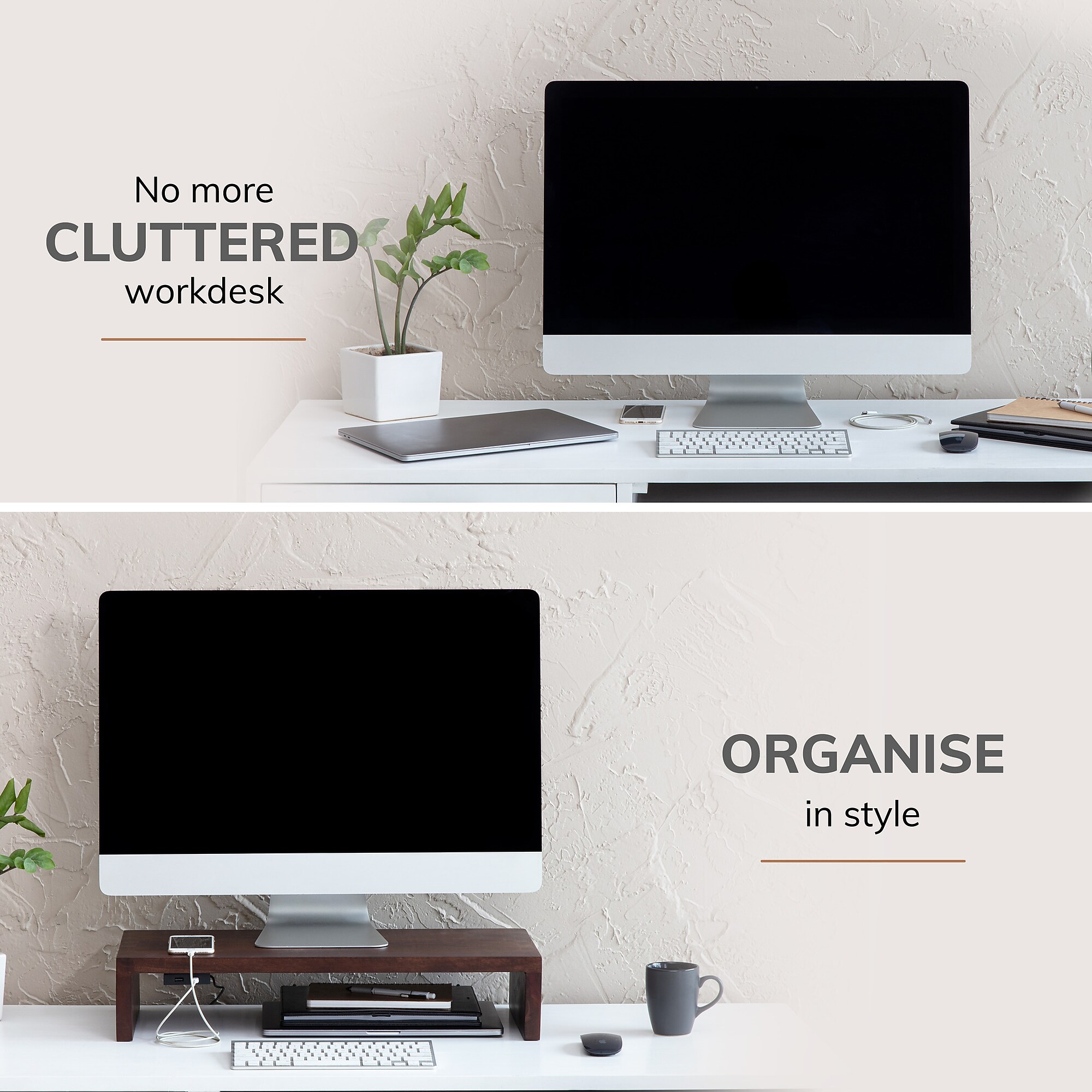 Anji Mountain Mango Wood Monitor Stand with Two USB Ports, Up to 32″ Monitor, Walnut (MS-FNG-WAL-P) Sansujyuku sansujyuku.com