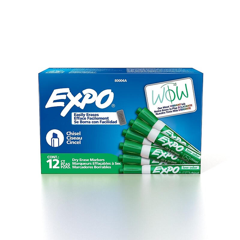 Expo Tank Dry Erase Markers, Chisel Tip, Green, 12/Pack (80004) image 1