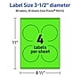Avery Laser/Inkjet Multipurpose Circle Labels, 3.5" Dia., Neon Green, 80/Pack (94514)~#|#~25CD6454-9276-4ED9-A833AD0E1E4D5769_sc7