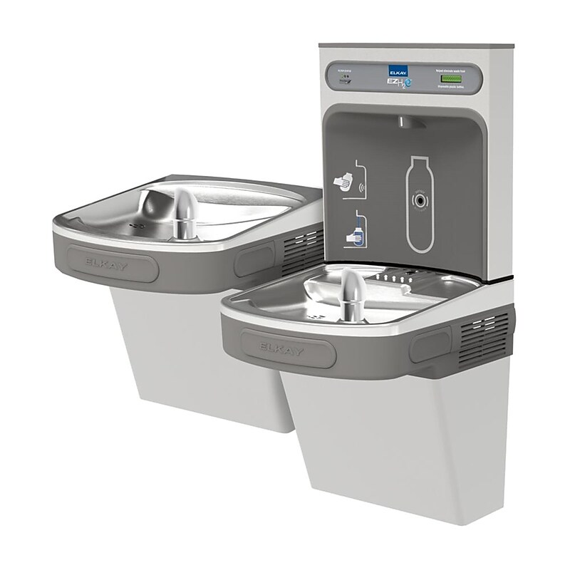 Elkay ezH2O Versatile Bi-Level Drinking Fountain and Bottle Filling Station, Filtered and Refrigerated (ELZSTL8WSVRSK) image 1