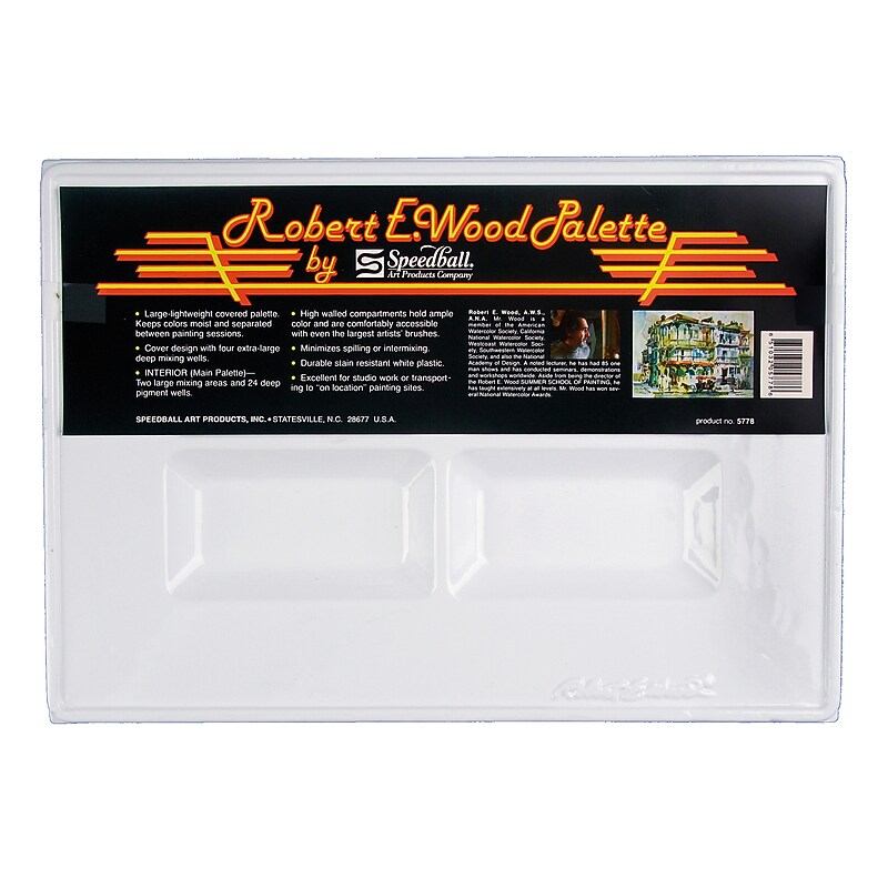 Speedball Plastic Robert E. Wood Watercolor Palette, 16.5" x 11", White (SBA005778) image 1