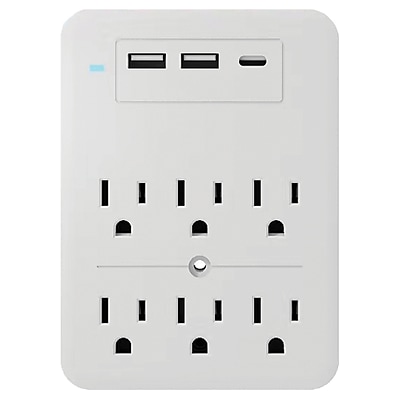 Ciao Tech 6-Outlet Surge Protector Wall Tap with 3-USB Ports, 300-Joules, White (CPA5V00-072) Sansujyuku sansujyuku.com