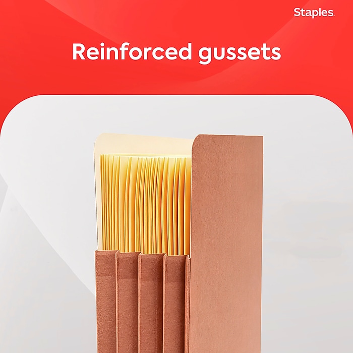 Staples Reinforced Expanding File Pockets, Legal Size, 3.5‑Inch