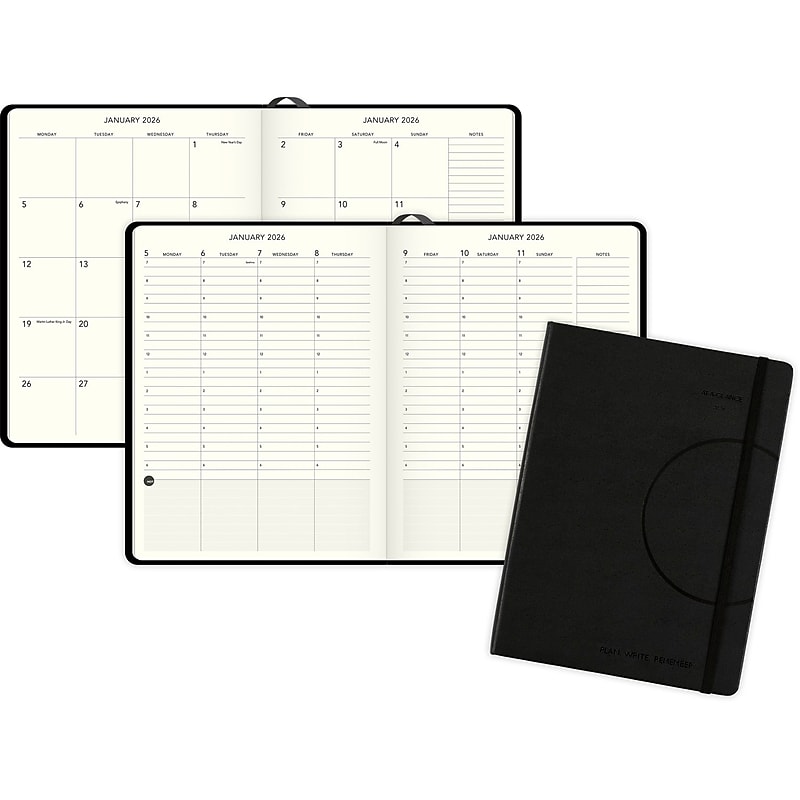 2026 AT-A-GLANCE Plan. Write. Remember. 7.5" x 10" Calendar Year Weekly & Monthly Appointment Book, Faux Leather Cover, Black image 1