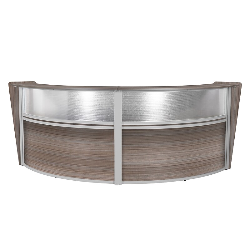 Regency Marque 124.5"W Curved Reception Desk Workstation, Driftwood Gray (77312GY) image 1