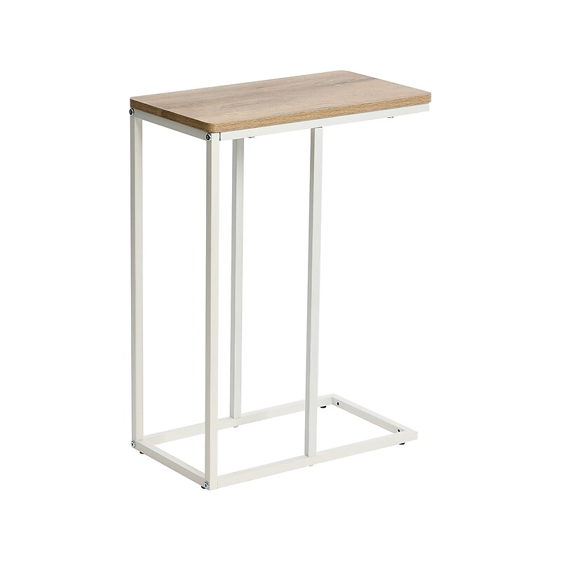 Household Essentials Jamestown 10"W x 18"D Laminate End Table, Coastal Oak/White (8229-1) image 1