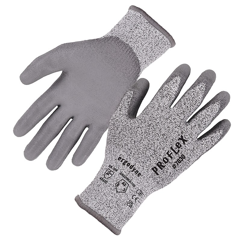 Ergodyne ProFlex 7030 PU Coated Cut-Resistant Gloves, ANSI A3, Gray, XL, 1 Pair (10465) image 1