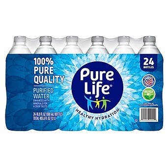 Pure Life Purified Water, 16.9 Fl oz. Plastic Bottled Water, 24/Carton (110109)