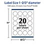 Avery TrueBlock Laser/Inkjet Circle Multipurpose Labels, 1-2/3" Dia., White, 1000/Box (94508)~#|#~25F606CC-AA26-44F5-862FDEE4EBE31E6E_sc7