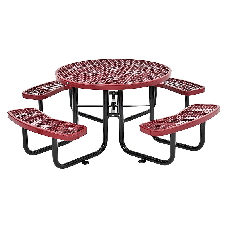 Global Industrial 46" Round Picnic Table, Expanded Metal, Red (277150RD) image 1