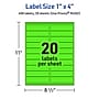 Avery Rectangle Multipurpose Labels, 1" x 4", Neon Green, 400/Pack (94202)~#|#~25FC4E2E-C1F2-42BB-AD18126D9E794ADD_sc7