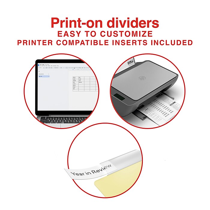 Staples Large Tab Insertable Paper Dividers, Assorted Colors