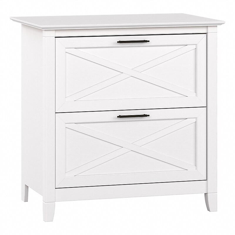 Bush Furniture Key West 2-Drawer Lateral File Cabinet, Letter/Legal, Pure White Oak, 30" (KWF130WT-03) image 1