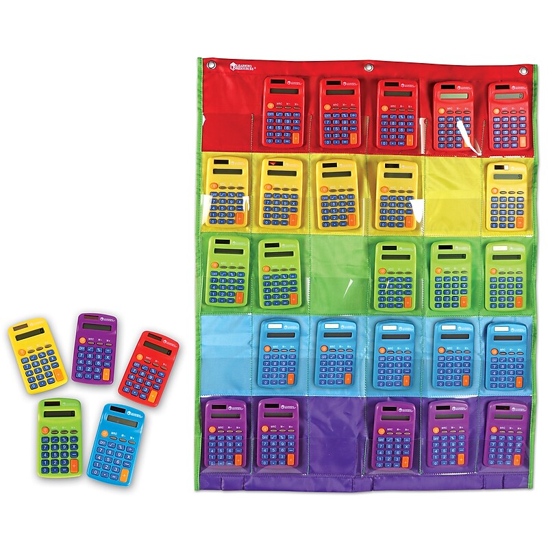 Learning Resources Basic Calculator 8 Digit Solar and Battery Powered, Multi Color, Set of 30 (LER0009) image 1