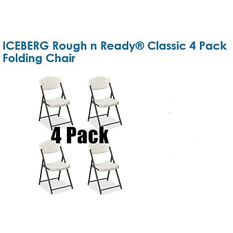Iceberg Rough 'N Ready Plastic Folding Chairs, Platinum Granite, 4/Ct (64033)
