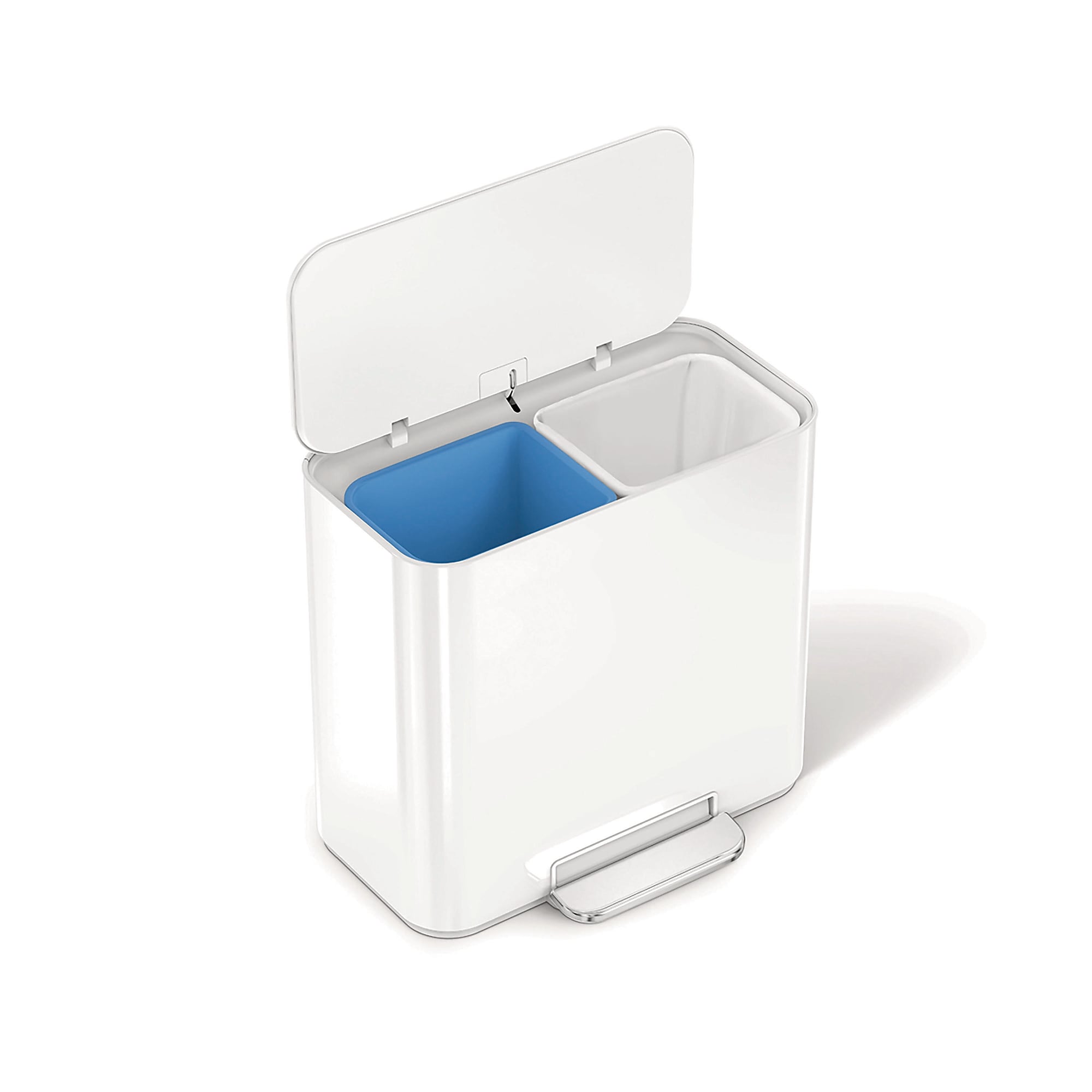 simplehuman Office Mini Steel Trash & Recycling Step Can, 4 Gallon, White (CW2122) Sansujyuku sansujyuku.com