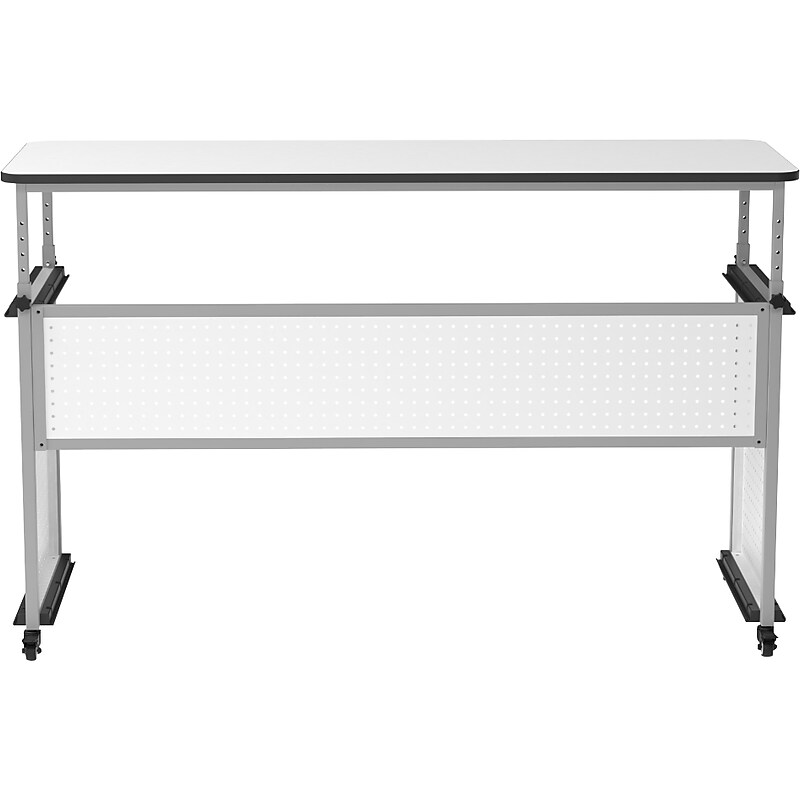 Luxor 32"-38"H Adjustable Standing Modular Teacher Desk, White/Gray (DTTB002) image 1