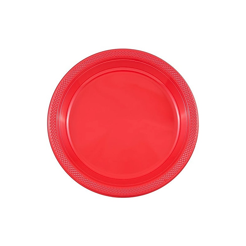 JAM PAPER 9" Plastic Plates, Red, 60 Plates/Pack (9255320667g) image 1