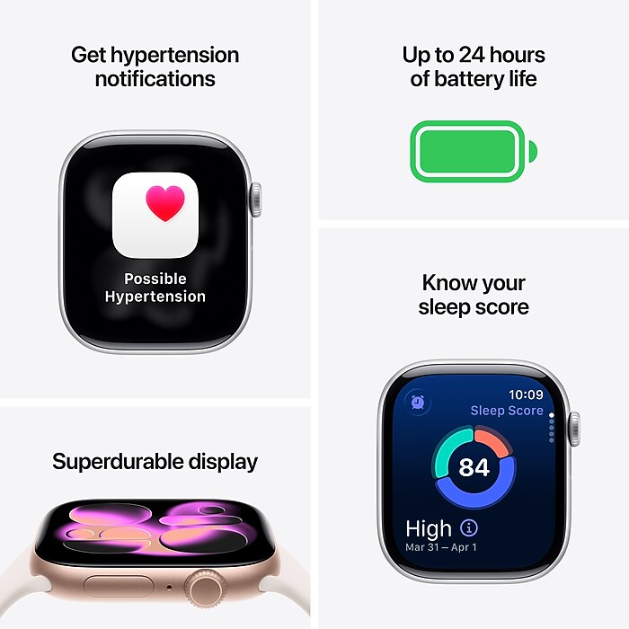 Apple Watch Series 11 GPS Smartwatch, 42mm, Silver Aluminum Case