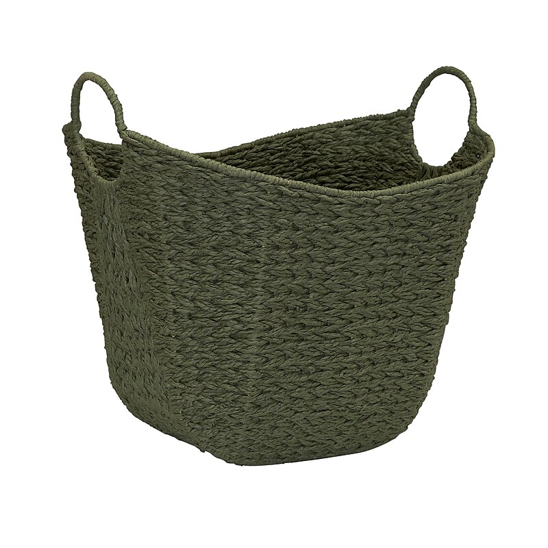 Household Essentials Woven Storage Wicker Basket with Handles, Green (ML-4122) image 1