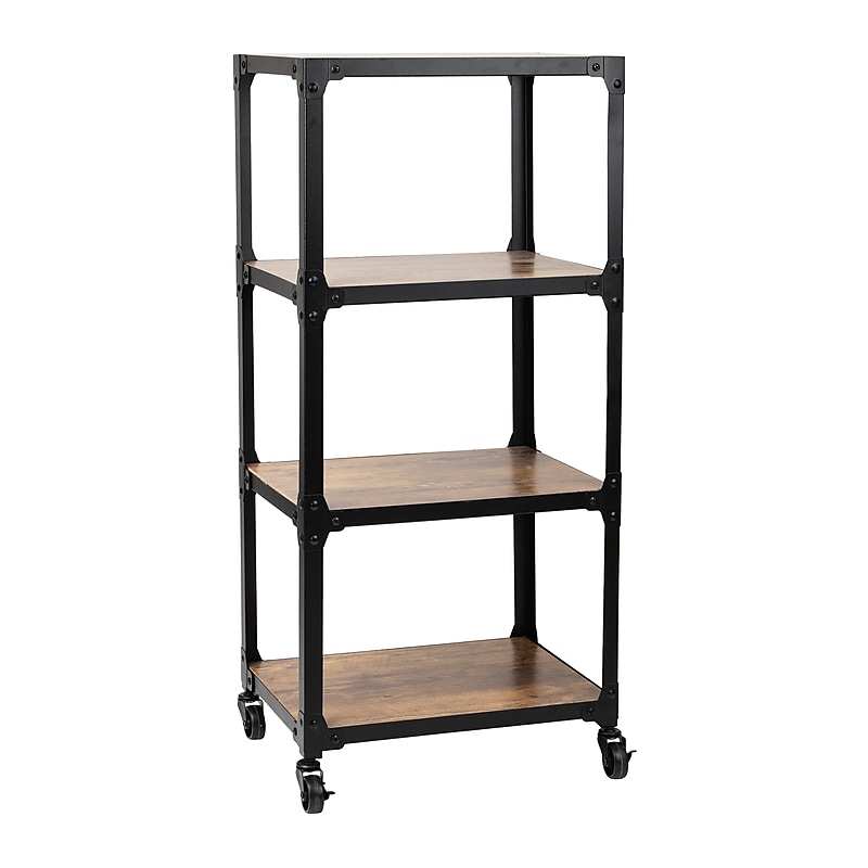 Mind Reader 4-Tier Bar Cart Rolling Utility Cart, Black (4TWDMTCART-BLK) image 1