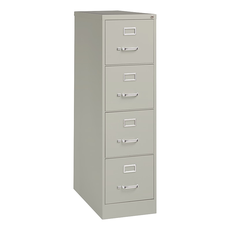 Hirsh Commercial 4-Drawer Vertical File Cabinet, Letter Size, Lockable, 52"H x 15"W x 26.5"D, Light Gray (14029) image 1
