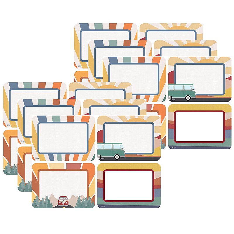 Teacher Created Resources Moving Mountains Road Trip School Name Tags, 3.5" x 2.5", 36/Pack, 6 Packs/Bundle (TCR9235-6) image 1
