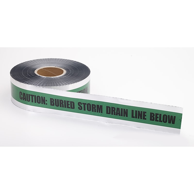 Mutual Industries "Storm Drain" Underground Detectable Tape, 3" x 333.33 yds., Green (17774-32-3000) image 1
