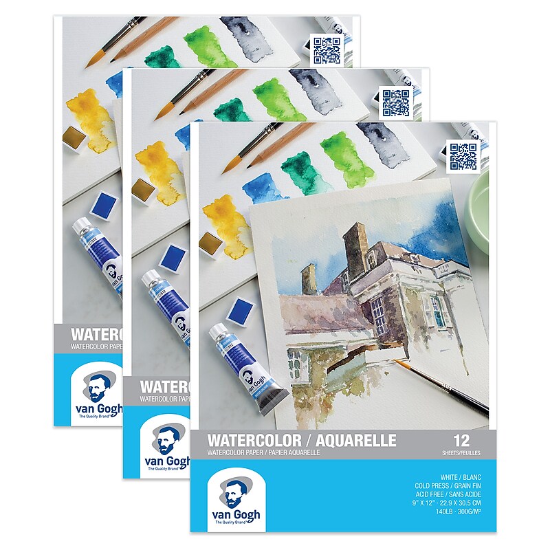 Van Gogh 9" x 12" Watercolor Sketch Pad, 12 Sheets/Pad, 3/Bundle (VNG94178005-3) image 1