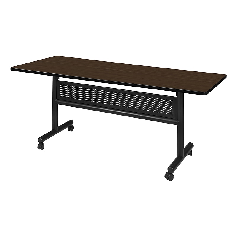 Regency Kobe Flip Top 60"W x 30"D Rectangular Training Room Table, Laminate, With Wheels, Neo Walnut (MKFTM6030NW) image 1