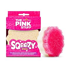 The Pink Stuff Sqeezy Dual Sided Non-Scratch Sponge with Scrubber