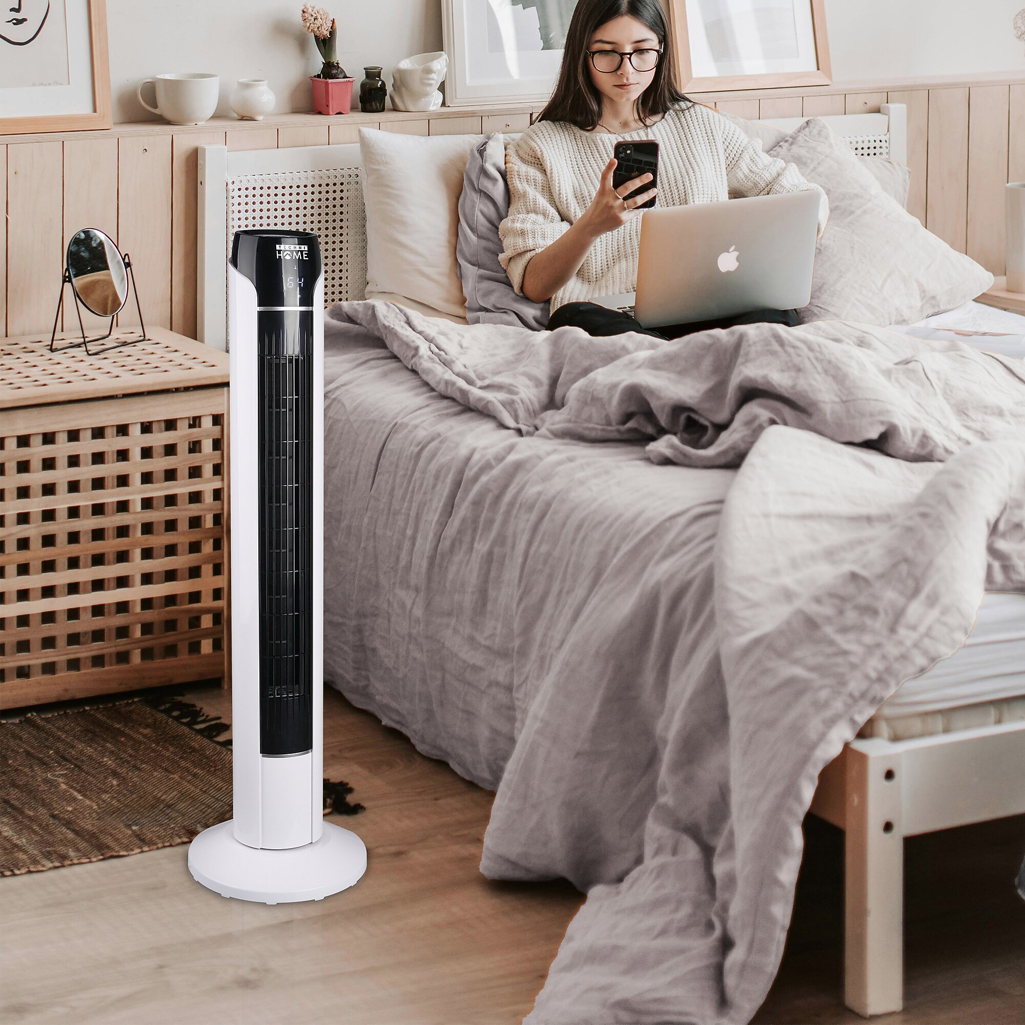 Techni Home Oscillating Tower Fan, 3 Speed, White/Black (RTA-36T-FAN) Sansujyuku sansujyuku.com