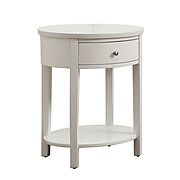 HomeBelle Oval Accent Table Nightstand, White
