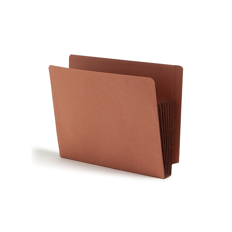 Smead Recycled Reinforced File Pocket, 5" Expansion, Letter Size, Dark Brown/Redrope, 10/Box (73691) image 1