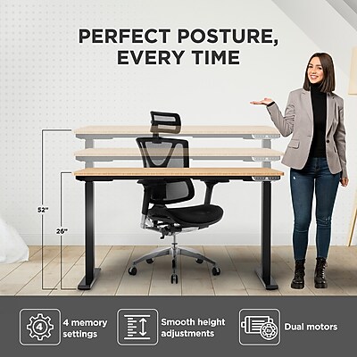 Uncaged Ergonomics Rise Up Dual Motor Electric Standing Desk, Adjustable Height 60x30 Large Sit-Stand Computer Desk for Home Office - Thumbnail 3