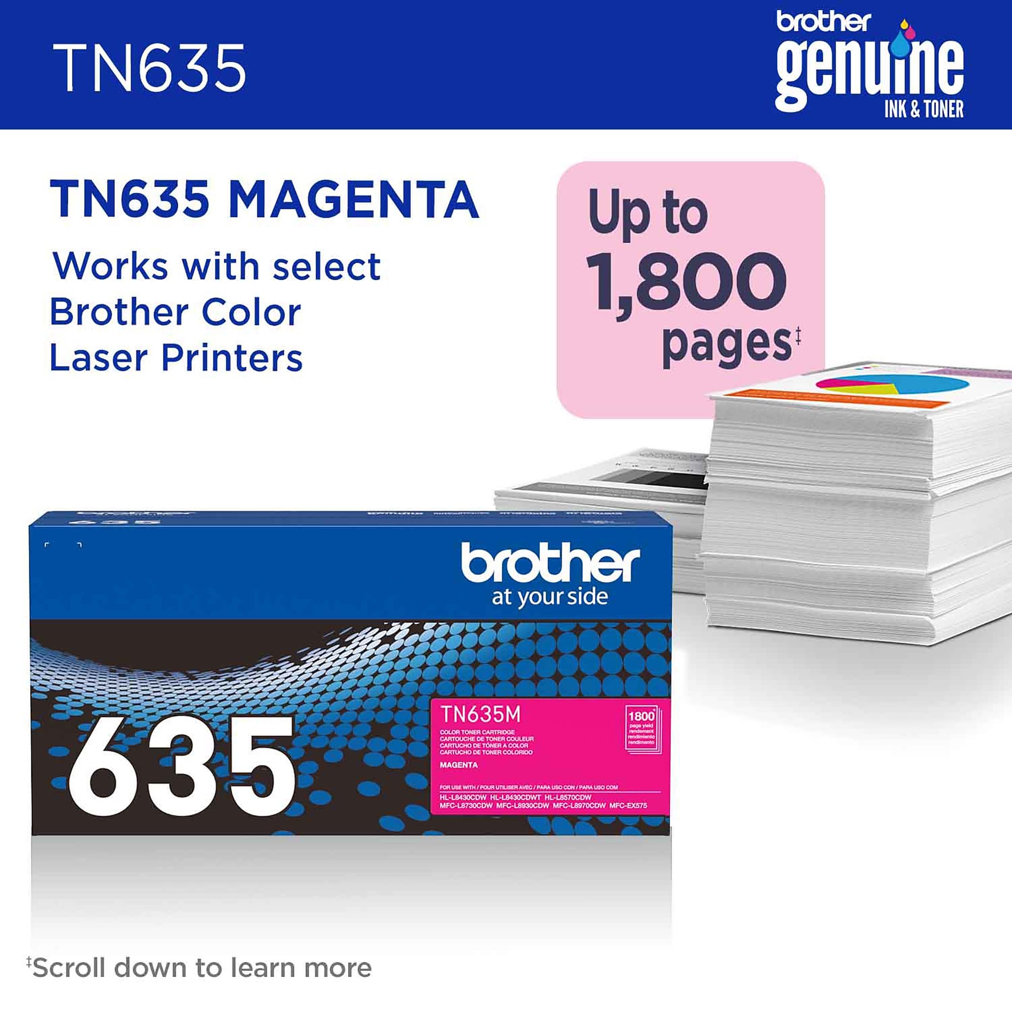 Brother TN635 Standard Yield Magenta Toner Cartridge, Prints Up to 1,800 Pages(TN635M) Sansujyuku sansujyuku.com