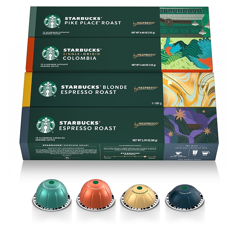 Nespresso Starbucks Coffee & Espresso Variety Pack Coffee Nespresso Vertuo Capsules, 40/Pack (163930) image 1
