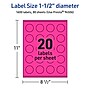 Avery Laser/Inkjet Round Multipurpose Labels, 1.5" Dia., Neon Magenta, 1600/Box (94506)~#|#~2654B156-6E05-4475-BED483C1AF2FC874_sc7