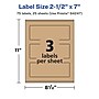 Avery Laser/Inkjet Rectangle Multipurpose Labels, 2.5" x 7", Kraft Brown, 75 Labels/Pack ( 94247)~#|#~26556127-B8AD-497B-8B50740B419BED81_sc7