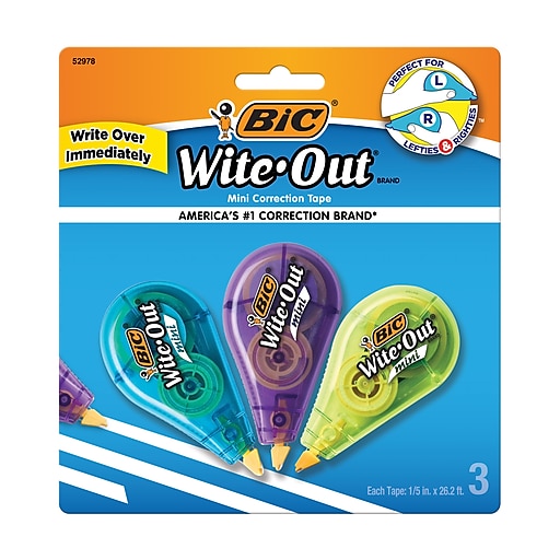 BIC Wite Out Mini Correction Tape White Pack Of 12 Dispensers - Office Depot