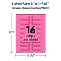 Avery Rectangle Laser/Inkjet Multipurpose Labels, 1" x 2-5/8", Bright Pink (160/Pack)~#|#~26575005-D8D1-427A-8E658BAA07C830D9_sc7