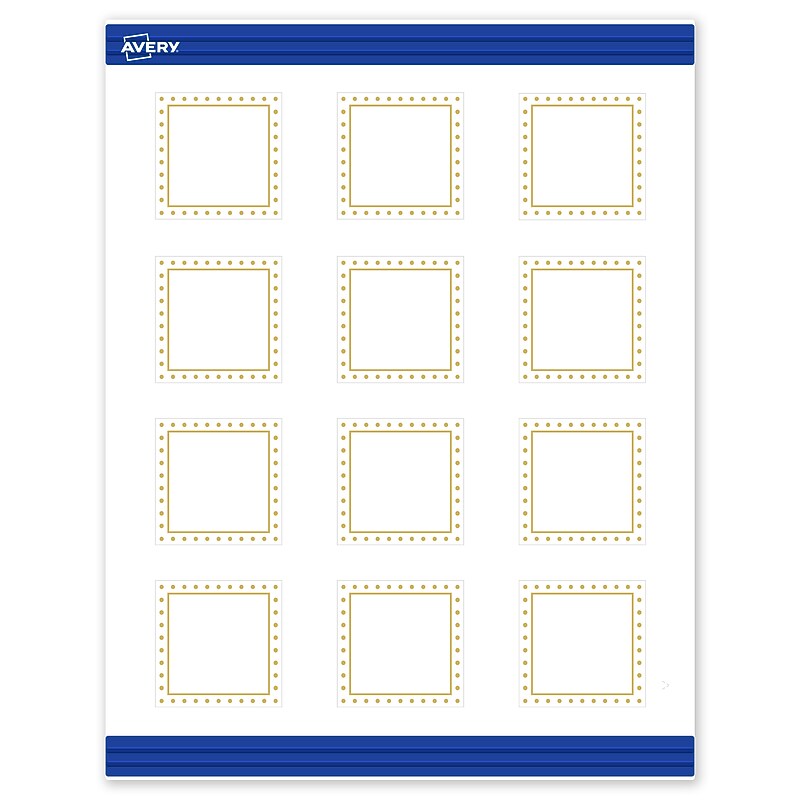 Avery Gold Border with Gold Dots Matte Blank Card, White, 120/Pack (S00-DJ2) image 1
